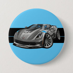 Badge Rond 7,6 Cm Grand Sport Corvette Gray Limited Edition Graphiqu