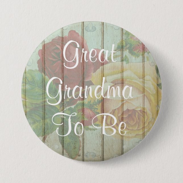 Badge Rond 7,6 Cm Grande grand-maman à être bouton rustique de baby (Devant)