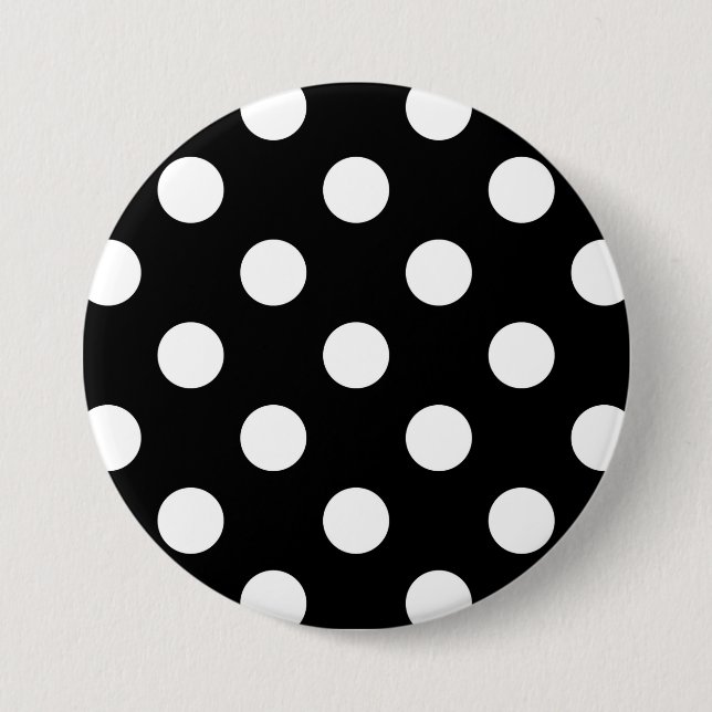 Badge Rond 7,6 Cm Grands rétros points - noirs et blancs (Devant)