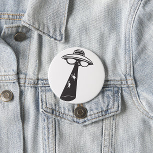 Badge Rond 7,6 Cm Graphique d'enlèvement d'ovni rétro Alien Sci-Fi