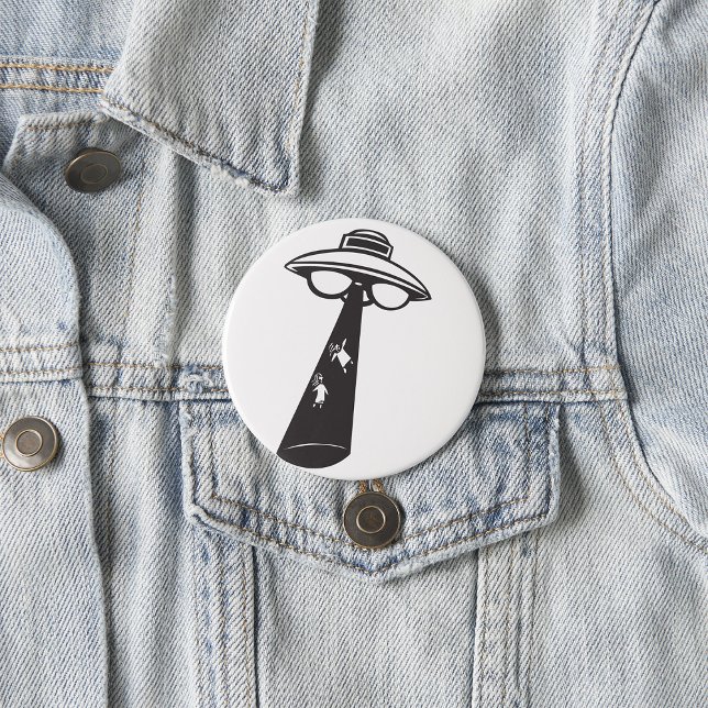 Badge Rond 7,6 Cm Graphique d'enlèvement d'ovni rétro Alien Sci-Fi (Créateur téléchargé)