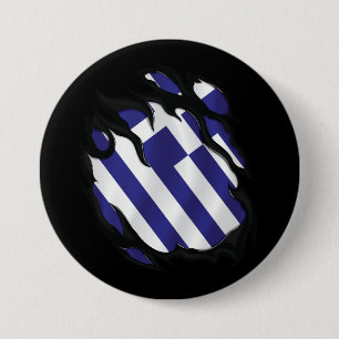 Badge Rond 7,6 Cm Grèce déchiré le drapeau