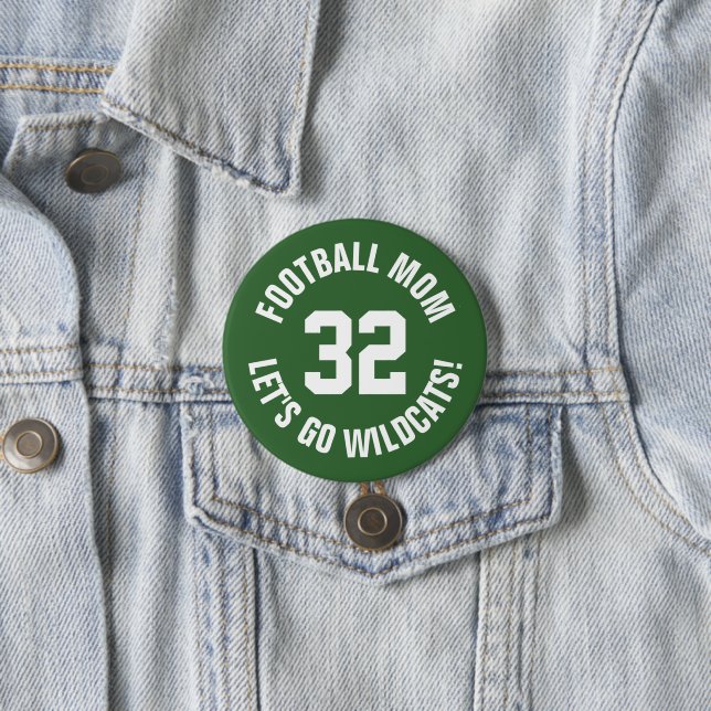Badge Rond 7,6 Cm Green and White Football Maman Numéro Jersey (En situation)