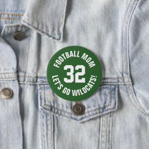Badge Rond 7,6 Cm Green and White Football Maman Numéro Jersey