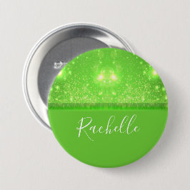 Badge Rond 7,6 Cm Green and white glitter