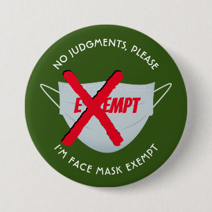 Badge Rond 7,6 Cm Green FACE MASK EXEMPT