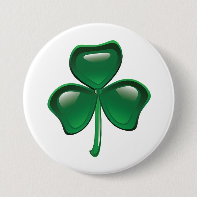 Badge Rond 7,6 Cm Green Shamrock Three-Leaf Clover (Devant)