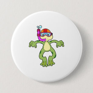 Badge Rond 7,6 Cm Grenouille à la plongée avec tuba