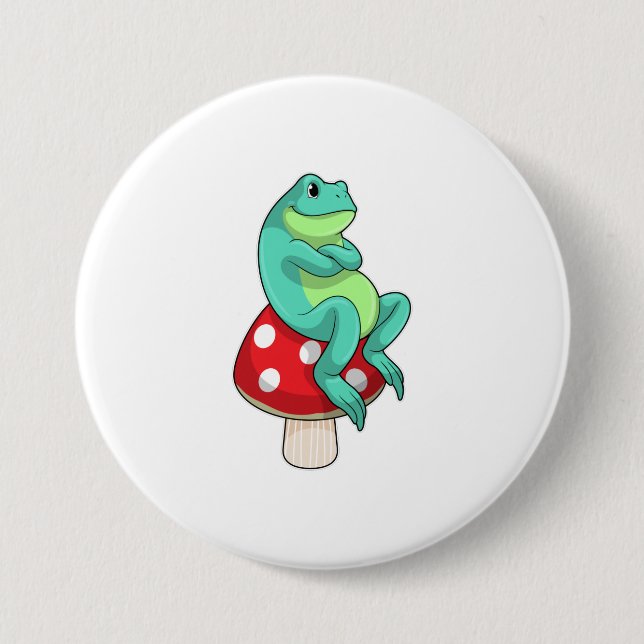 Badge Rond 7,6 Cm Grenouille au champignon (Devant)