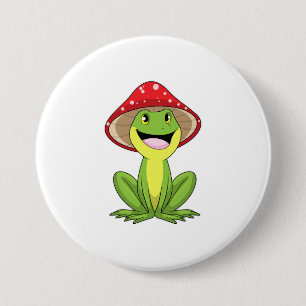 Badge Rond 7,6 Cm Grenouille au champignon
