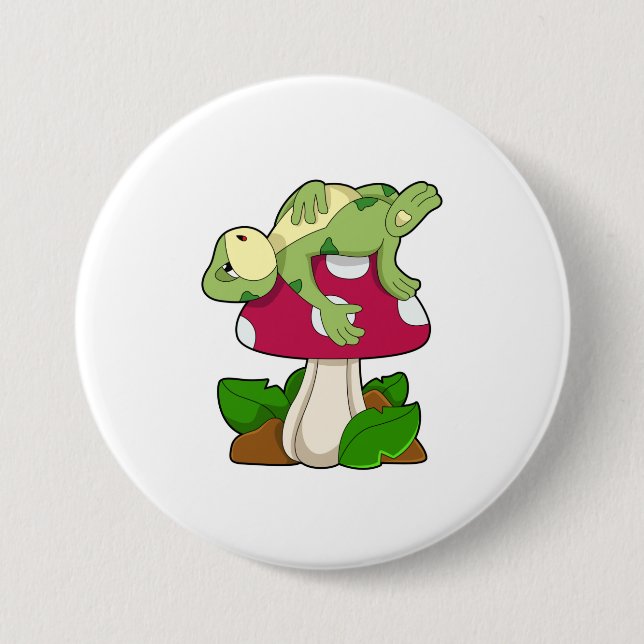 Badge Rond 7,6 Cm Grenouille au coucher du champignon (Devant)