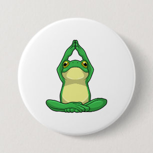 Badge Rond 7,6 Cm Grenouille au yoga en jambe croisée