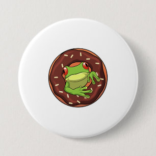 Badge Rond 7,6 Cm Grenouille avec beigne