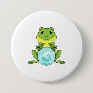 Badge Rond 7,6 Cm Grenouille avec boule de cristal
