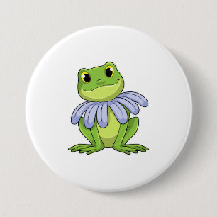 Badge Rond 7,6 Cm Grenouille avec marguerite