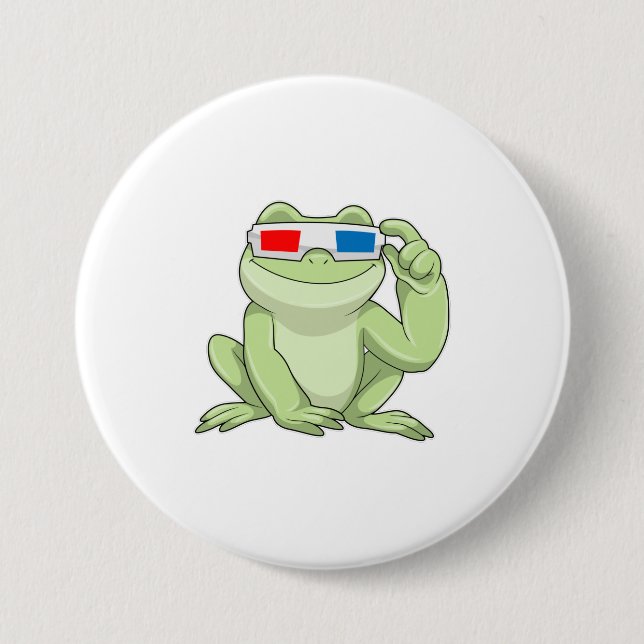 Badge Rond 7,6 Cm Grenouille Glasses (Devant)