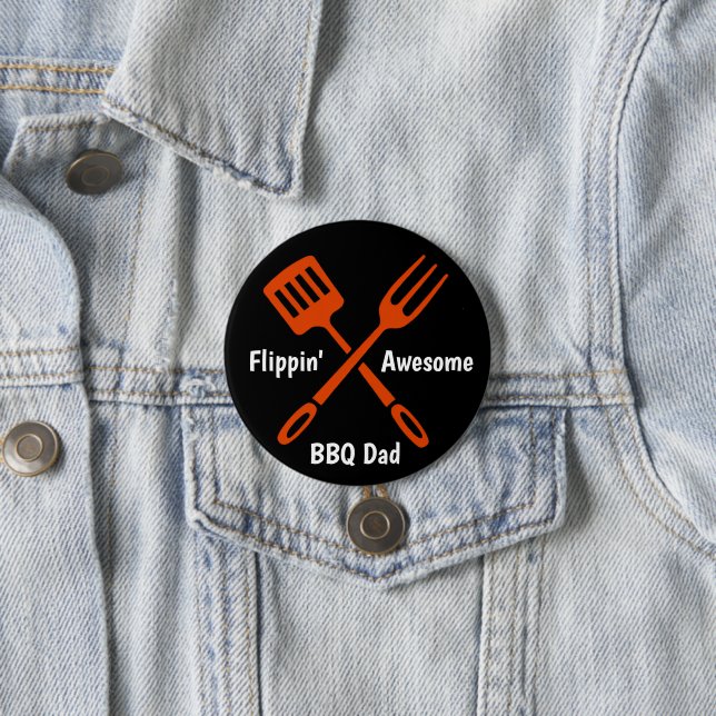 Badge Rond 7,6 Cm Grill Master Papa BBQ (En situation)