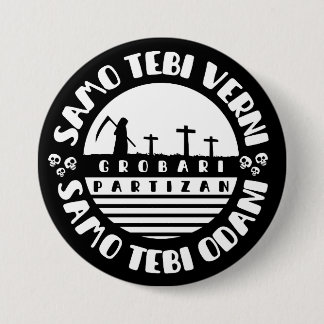 Badge Rond 7,6 Cm Grobari Partizan Crno Beli 