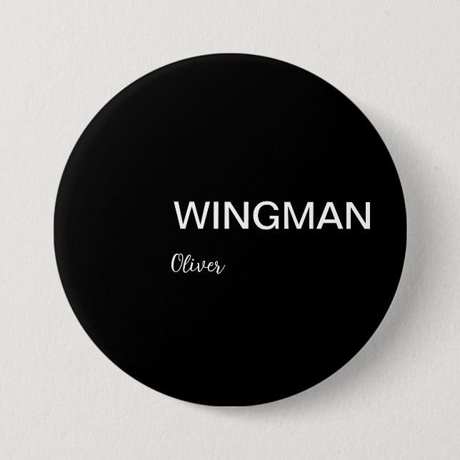 Badge Rond 7,6 Cm Groomsman Wingman Personnel noir blanc (Devant)
