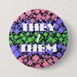 Badge Rond 7,6 Cm Groovy Boho Rétro Mod Géométrique Fierté Trigender