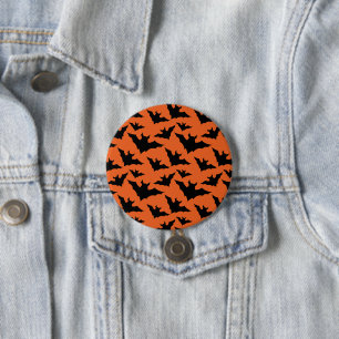 Badge Rond 7,6 Cm Halloween chauves-souris noires orange cool éffray