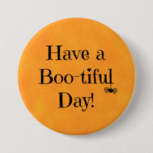 Badge Rond 7,6 Cm Halloween Orange - "Passez une journée bien rempli