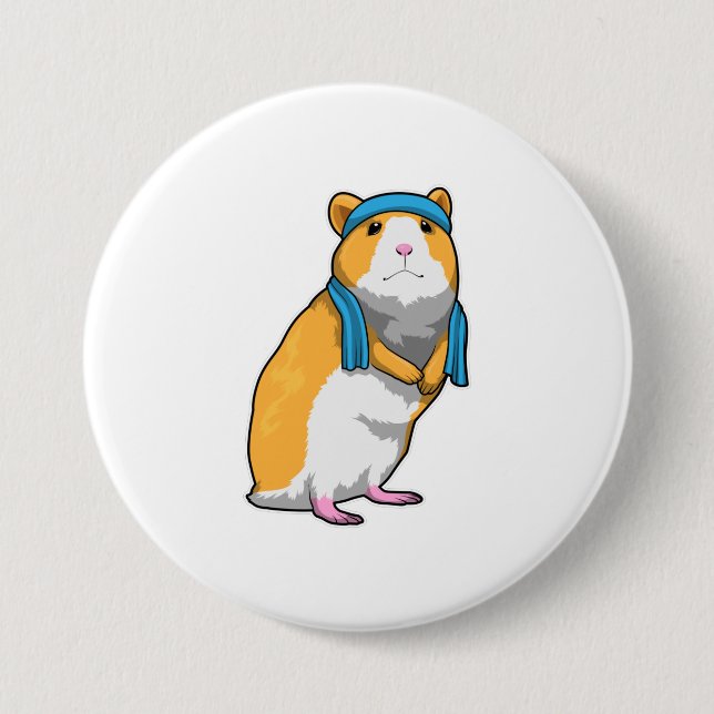 Badge Rond 7,6 Cm Hamster à Fitness avec serviette (Devant)