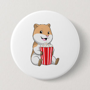 Badge Rond 7,6 Cm Hamster au cône de Popcorn