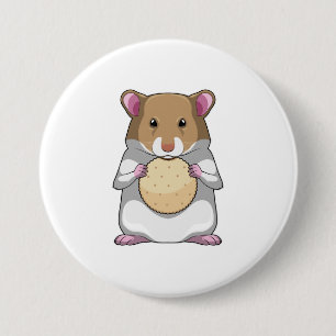 Badge Rond 7,6 Cm Hamster avec biscuit
