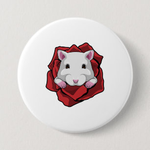 Badge Rond 7,6 Cm Hamster avec Rose