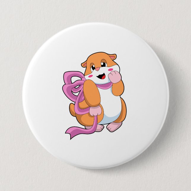 Badge Rond 7,6 Cm Hamster avec ruban (Devant)
