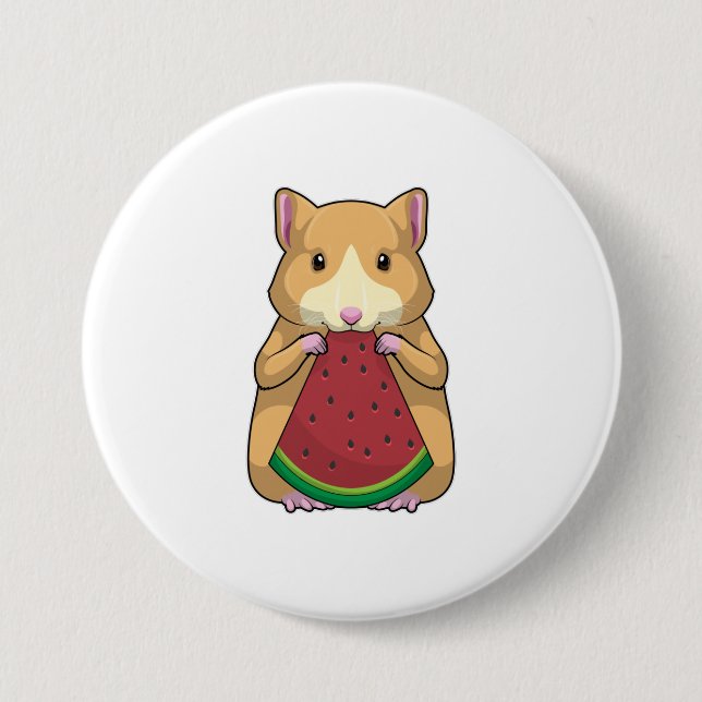 Badge Rond 7,6 Cm Hamster with Watermelon (Devant)