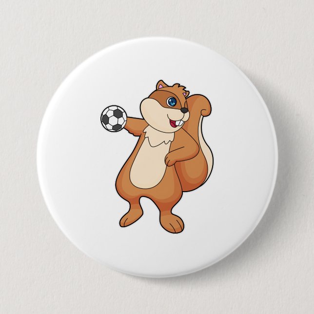 Badge Rond 7,6 Cm Handball joueur d'écureuil (Devant)
