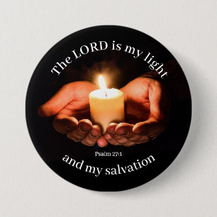 Badge Rond 7,6 Cm Hands Holding Lighted Candle with Bible message
