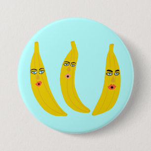 Badge Rond 7,6 Cm Happy Banana Trio Whimsical