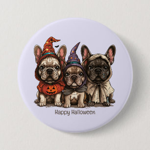 Badge Rond 7,6 Cm Happy Halloween Bulldogs français
