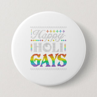 Badge Rond 7,6 Cm Happy Holigays Rainbow Gay LGBT laid