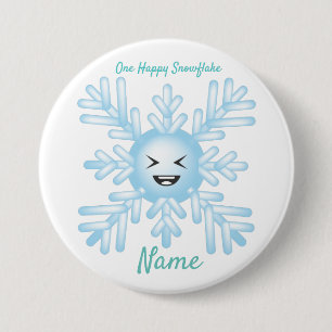 Badge Rond 7,6 Cm Happy Snowflake Emoticon Thunder_Cove