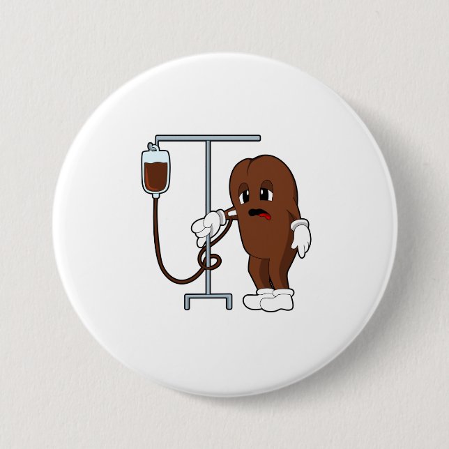 Badge Rond 7,6 Cm Haricot de café avec pot de café (Devant)