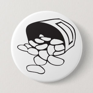 Badge Rond 7,6 Cm Haricots Renversés Noir et Blanc Contour