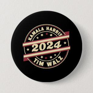 Badge Rond 7,6 Cm Harris Walz 2024 pour le Président Patriotique Kam