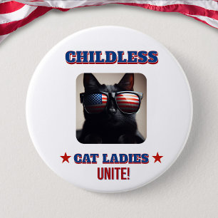 Badge Rond 7,6 Cm Harris Walz Chat Enfant Dames Unite Photo Chat