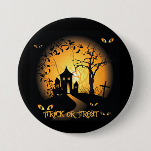 Badge Rond 7,6 Cm Haunted House Halloween Grand, 3 Pouce ronde bouto