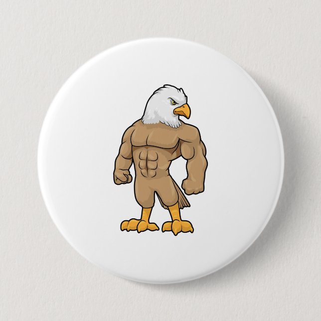 Badge Rond 7,6 Cm Hawk en Bodybuilder avec six pack (Devant)