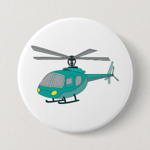 Badge Rond 7,6 Cm Hélicoptère