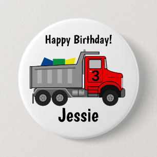 Badge Rond 7,6 Cm Heureux Camion d'anniversaire Personnaliser l'âge