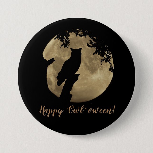 Badge Rond 7,6 Cm Hibou d'Halloween (Devant)