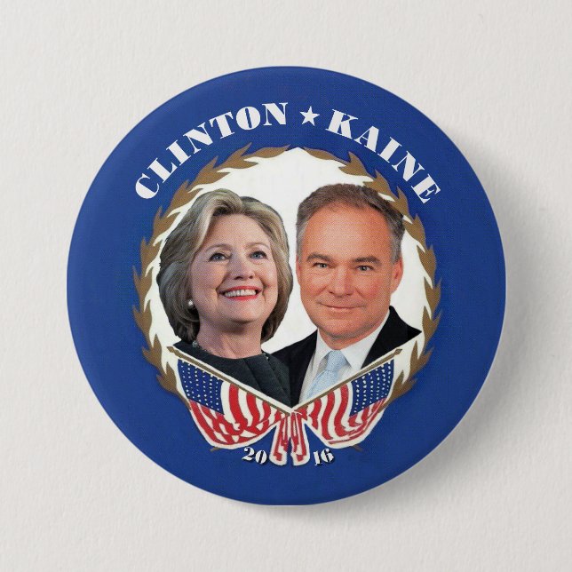 Badge Rond 7,6 Cm (Hillary) CLINTON * (Tim) KAINE (Devant)
