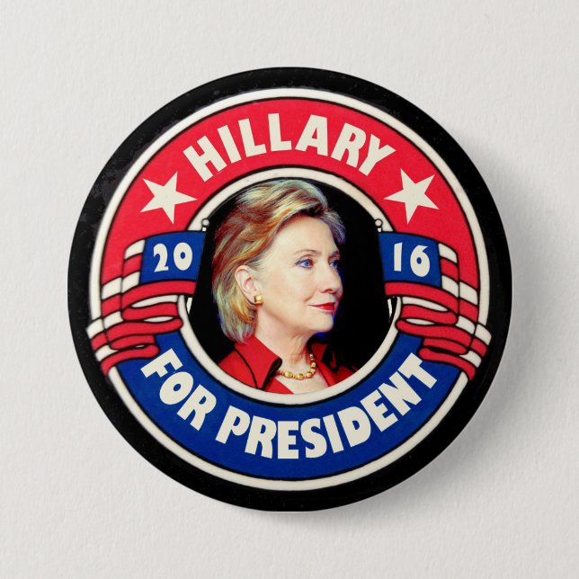 Badge Rond 7,6 Cm Hillary pour le président 2016 (Devant)