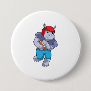 Badge Rond 7,6 Cm Hippo à Football Sports